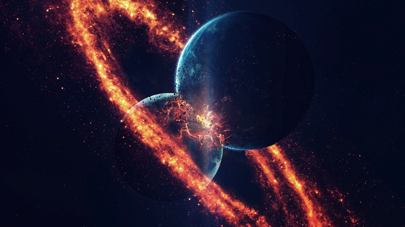 Space, 1080P, Sci Fi, Planet, Collision