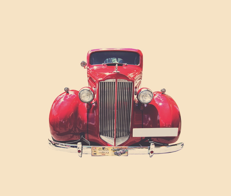 motor, studio shot, 5K, red, transportation, Car, close-up, cockchafer, Vintage, toy, vintage, indoors, car, white background, Vintage Car, yellow, vehicle