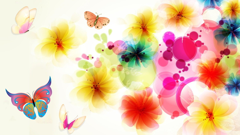 red, flowers, abstract, alluring, colo, floral, butterfly, blue, yellow, illustration, papillon, exotic, fly, butter, color, dark, enchanting, artistic