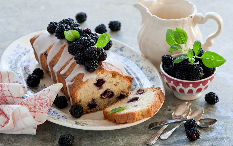 1080P, berry fruit, no people, lunch, eating utensil, temptation, indulgence, blackberries, sweet, mint leaf - culinary, still life, plate, ready-to-eat