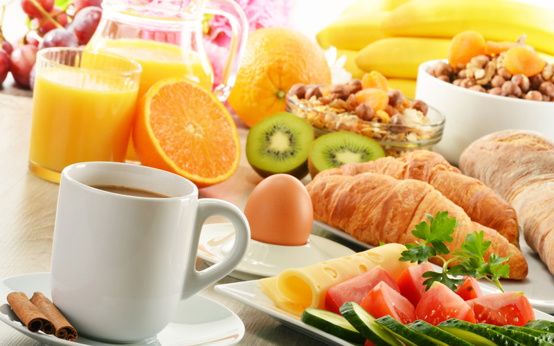 Kiwis, Coffee, Food, Croissants, 2K, Breakfast, Oranges