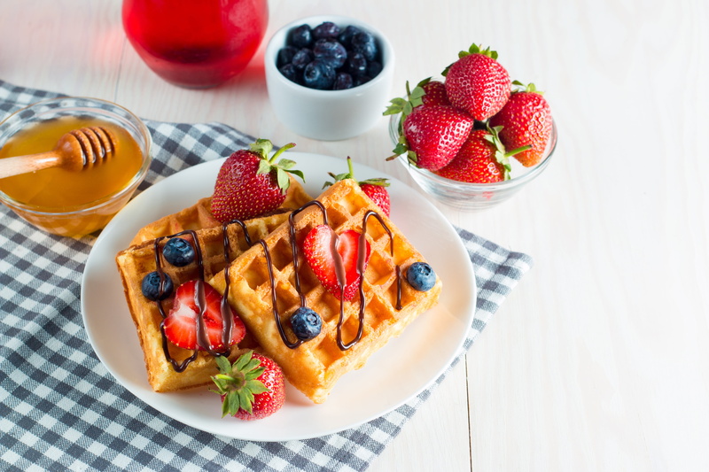 Berry, Food, 5K, Breakfast, Strawberry, Fruit, Waffle, Still Life, Honey