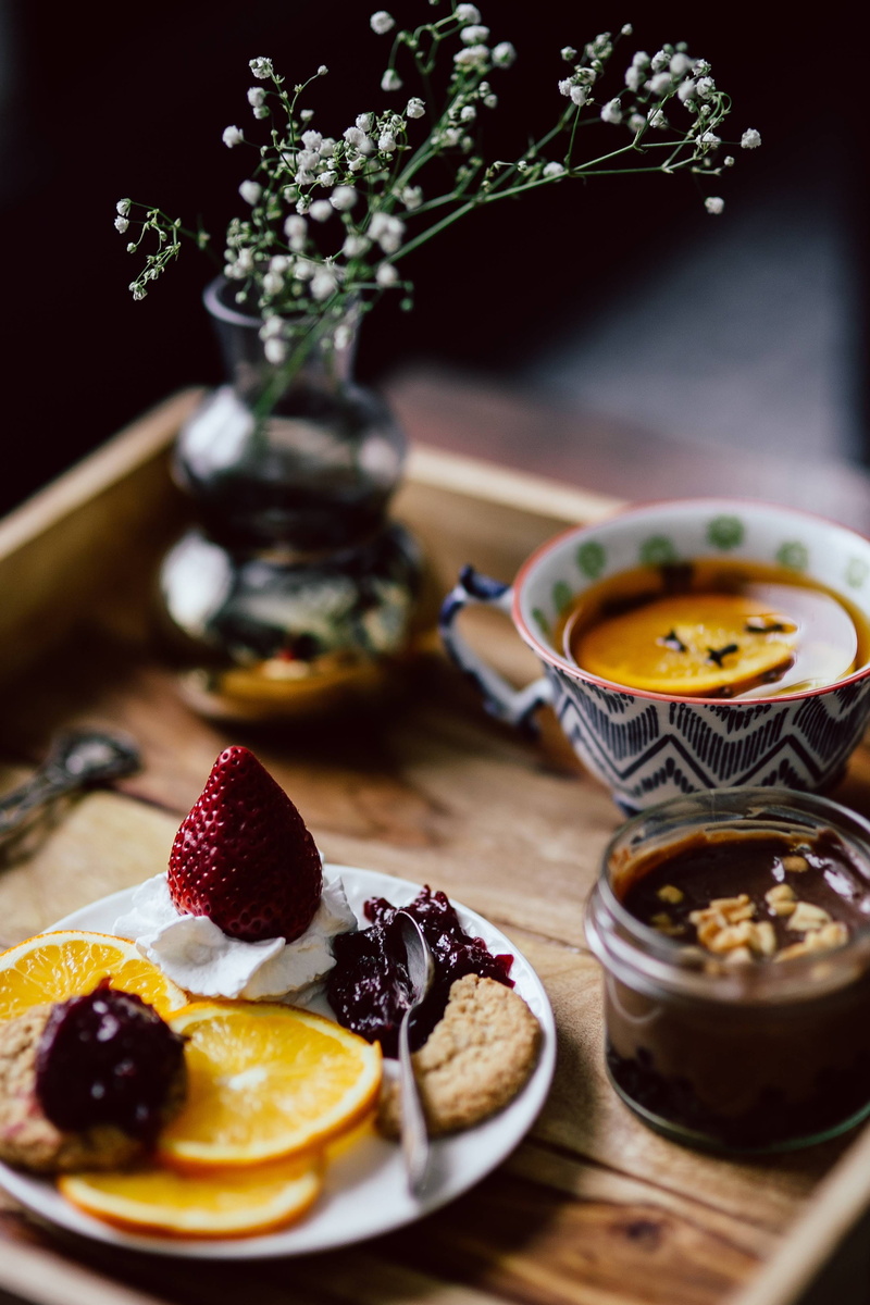 crockery, serving size, tea, room, Room service, gourmet, homemade, healthy eating, home, still life, meal, sweet, breakfast, cake, service, fruit, fruit