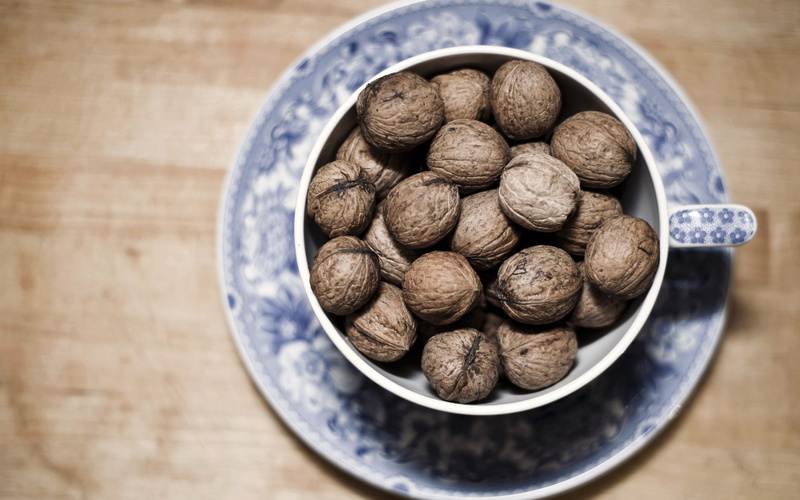 abundance, still life, temptation, nuts, plate, table, large group of objects, bowl, crockery, indoors, food, wellbeing, nut - food, walnuts, close-up