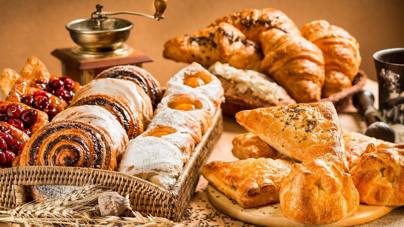 1080P, baking, bakery, finger food, pastry, baked goods, breakfast, croissant