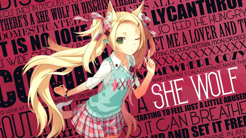 anime, outdoor, wolf, vest, green, character, nightcore, 1920x1080, 1080P, girl, she wolf