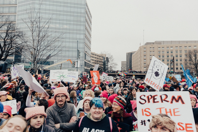 banner - sign, social issues, people, placard, 5K, protest, trump, urban, emotion, real people, outdoors, woman, feminist, spectator, man, group of people