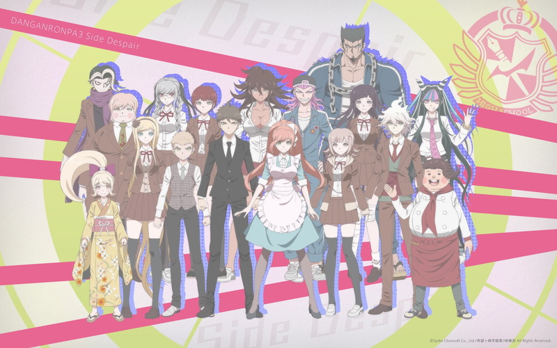 Peko Pekoyama, Soda Kazuichi, Mikan Tsumiki, Hiyoko Saionji, Chisa Yukizome, Nagito Komaeda, Ibuki Mioda, Teruteru Hanamura, 1080P, Sonia Nevermind, Akane Owari