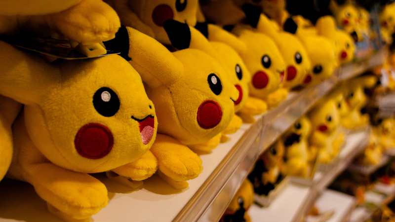 large group of objects, yellow, phenomenon, merchandising, no people, products, pokemon store, shelf, japan, indoors, pikachu, close-up, animal, 4K, asian