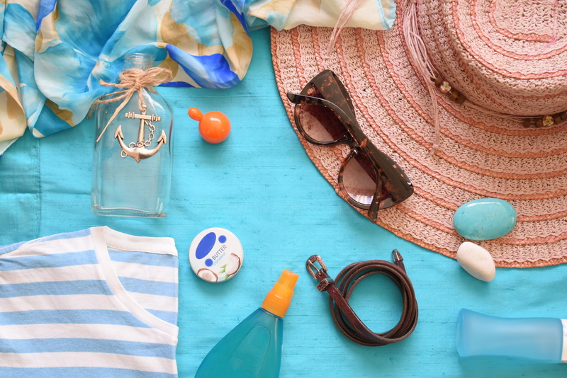 fashion, seasonal, lay, vacation, no people, personal accessory, scissors, tablecloth, high angle view, stripped shirt, holiday, still life, photography