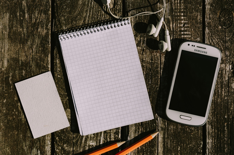 mobile Phone, directly above, White, still life, note pad, smartphone, blank, device screen, various, business, high angle view, planks, touch Screen, smart Phone