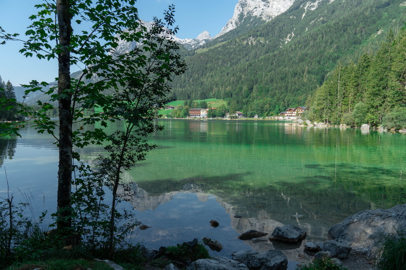 non-urban scene, 5K, lake, mountain, tree, sky, day, ramsau bei berchtesgaden, germany, plant, idyllic, tranquil scene, green color, reflection, beauty in nature