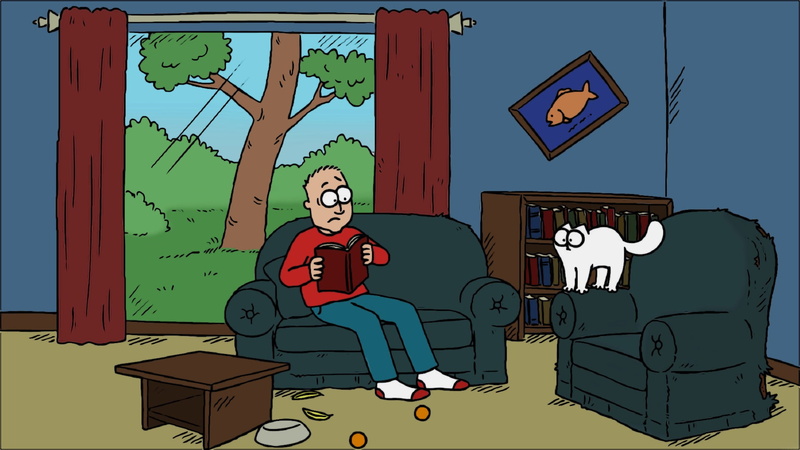 celebration, man, arts culture and entertainment, colorful, Photoshop, art and craft, emotion, reading, fun, adult, tree, cat, sofa, technology