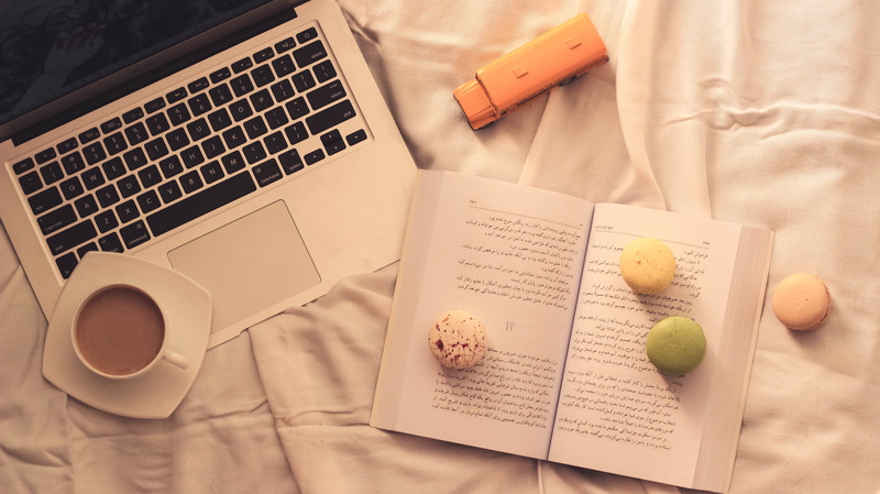 keyboard, book, tea, food and drink, coffee, furniture, indoors, white, bus, style, paper, refreshment, communication, 5K, mug, macron, breakfast, drink
