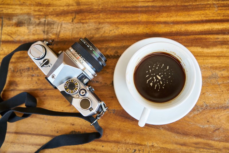 kitchen, wood, coffee - drink, teacup, camera, machine, still life, old, caffeine, white, brown, wood - material, good morning, high angle view, coffee