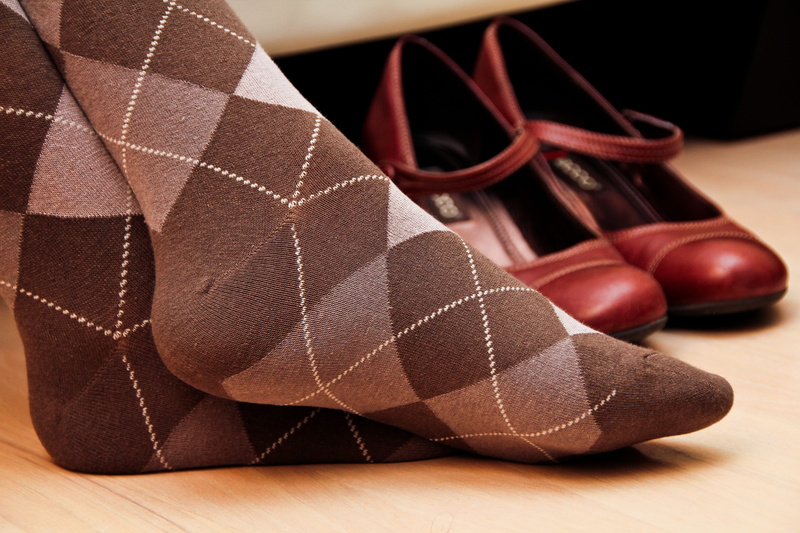 fashion, red, textile, socks, brown, fashionable, sock, leather, wearing, 5K, woman, pair, dress shoe, stiletto, focus on foreground, wood - material
