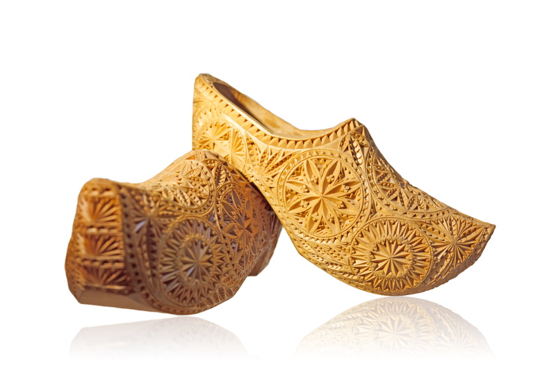 clog, isolated, ornate, shoe, special, creativity, white color, no people, wooden, indoors, studio shot, fancy, beautiful, fashion, art and craft, netherlands