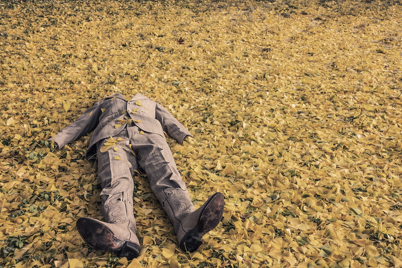 cowboy, cowboy boots, sunlight, haunted, field, autumn, land, high angle view, missing, clothing, low section, sad, day, boots on, outdoors, unrecognizable person
