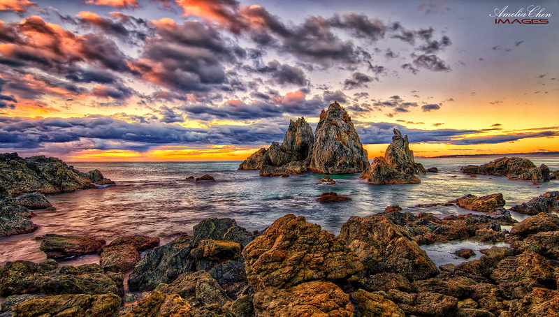 rock - Object, seascape, HDR photography, seashore, Majestic, scenics, nature, coastline, landscape, beach, Rock, outdoors, bermagui, australia, sea, 4K