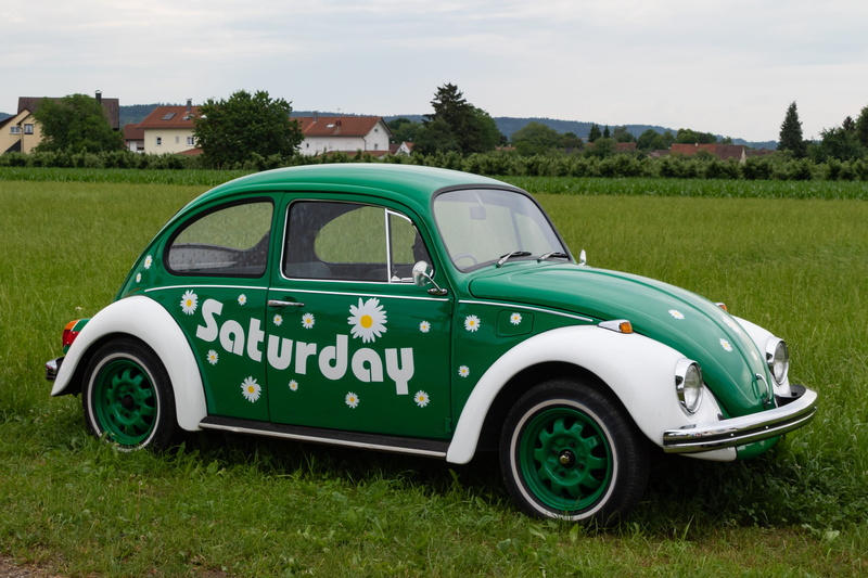 auto, field, transportation, oldtimer, green color, built structure, days, retro styled, volkswagen, pkw, automotive, motor vehicle, vw beetle, grass, day
