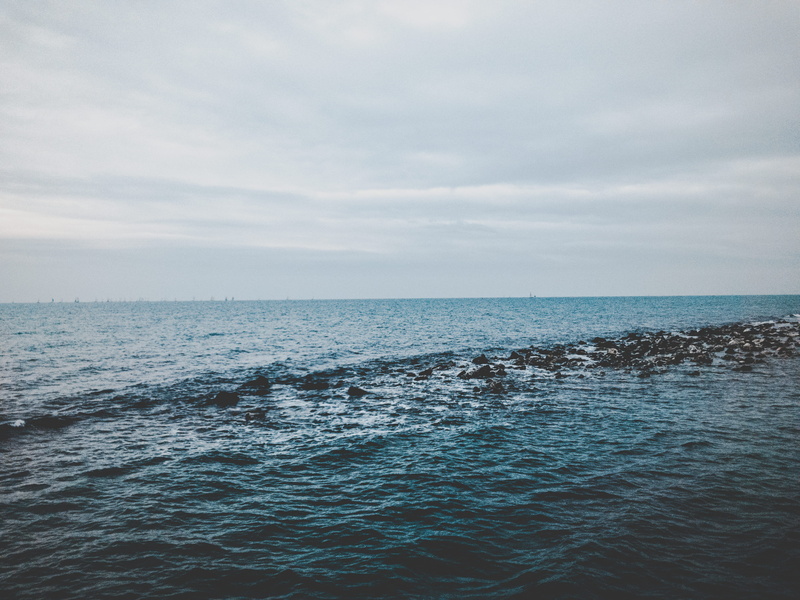 horizon, no people, scenic, mobilechallenge, horizon over water, groyne, cloudy, clouds, scenics - nature, rippled, ripples, sea, 4K, seascape, non-urban scene