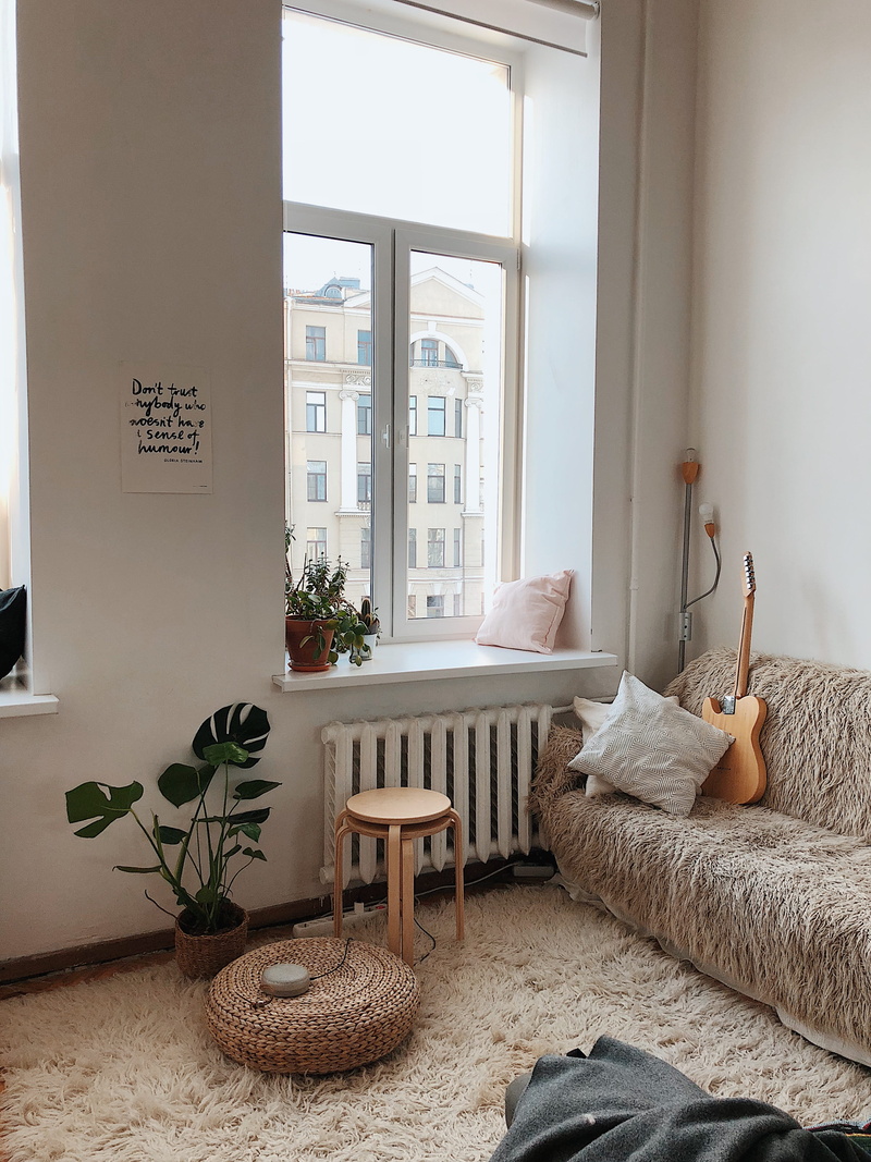 4K, plant, day, relaxation, sofa, seat, design, home interior, interior design, flooring, near, table, window, pillow, absence, chair, furniture, electric lamp