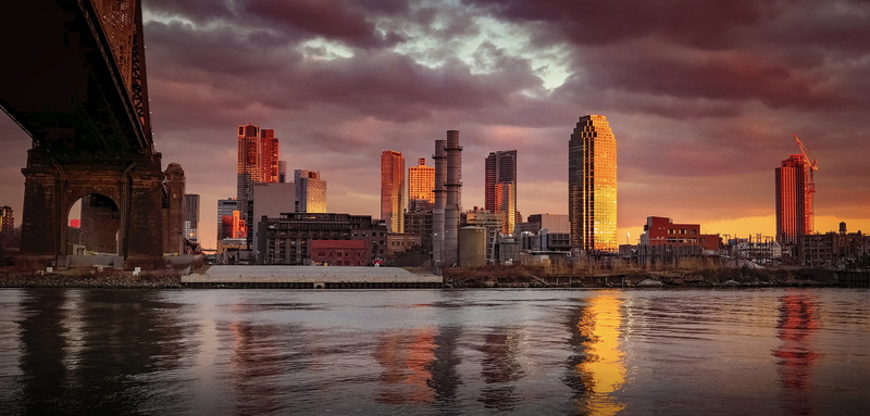 reflection, skyscraper, building exterior, sunrise, sunset, office building exterior, urban, panoramic, bridge, waterfront, mobilechallenge, wide angle photography