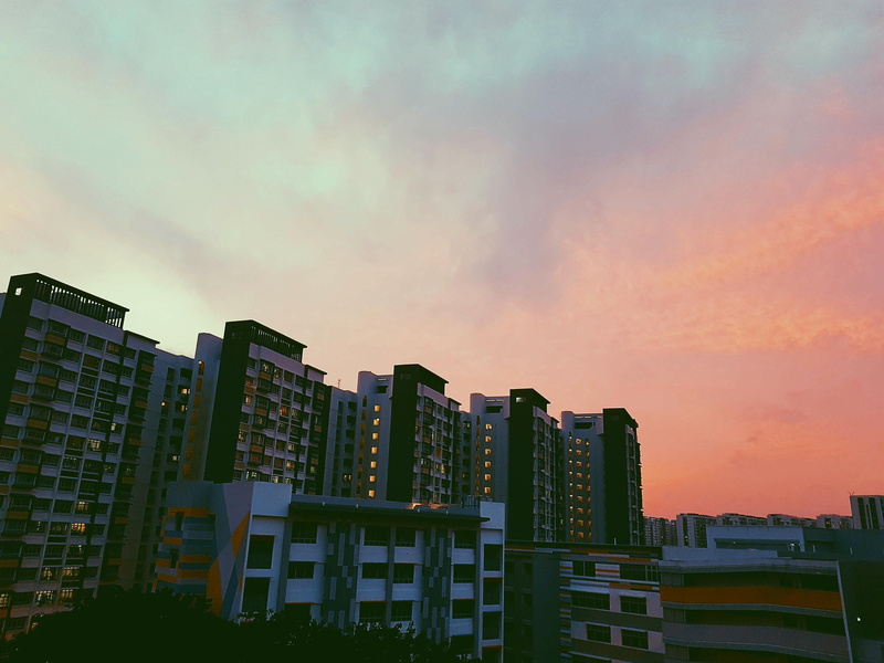 sunset, no people, downtown, low angle view, building, built structure, city, city life, apartment, modern, dawn, skyscraper, sunrise, buildings, outdoors