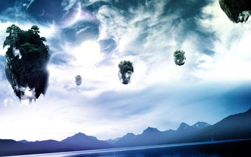 2K, blue, mountains, fantasy, space, pandora, sky, digitalcomposition