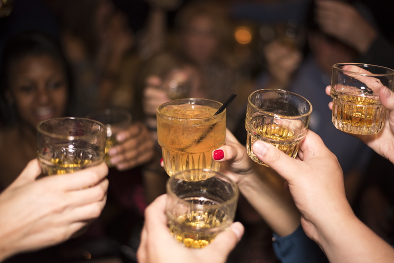 blur, celebratory toast, hands, cheers, food and drink, human hand, smiling, 5K, young women, togetherness, happy, alcohol, young adult, bar, friendship