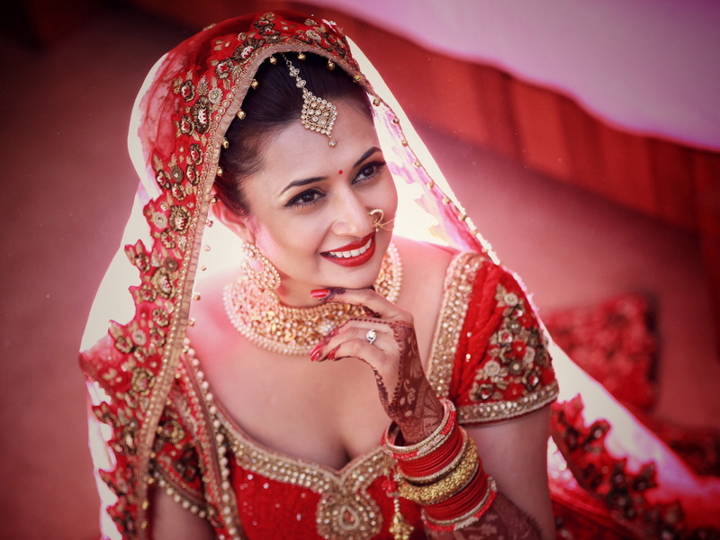 young adult, celebration, 1080P, wedding, one person, beautiful woman, red, women, newlywed, bride, divyanka tripathi, young women, portrait, clothing