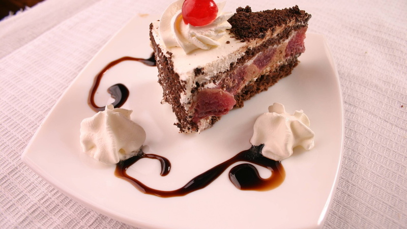 white, chocolate cake, food styling, 2K, chocolate, food, still life, cake, unhealthy eating, top, cherry, sweet, indulgence, dairy product, dessert, no people