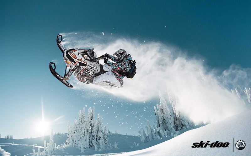 freeride, brp, orange, doo, sport, winter, mountain, winter sport, 1080P, mid-air, environment, forest, tree, scenics - nature, beauty in nature