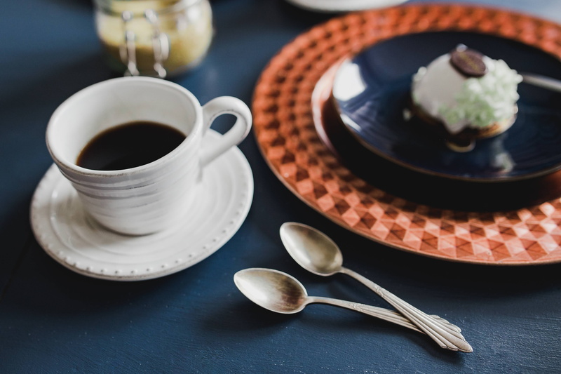 little, kitchen utensil, crockery, saucer, breakfast, ready-to-eat, delicious, indoors, refreshment, plate, coffee - Drink, food, tea cup, spoon, blue