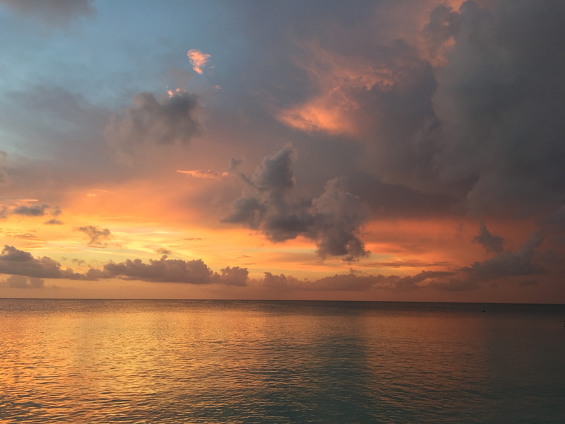 orange color, water, horizon, beach, sunset, ominous, tranquil scene, princess dr, idyllic, tranquility, beauty in nature, sky, no people, non-urban scene