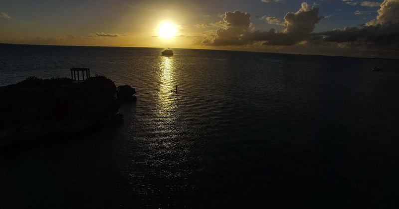 cloud - sky, sea, paddle board, vacation, beach, sunlight, 2K, horizon, reflection, drone, silhouette, sun, beauty in nature, travel, yatch, tranquil scene