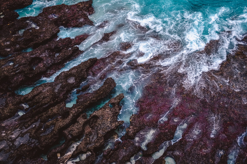water, rock, beach, motion, day, texture, backgrounds, land, reef, solid, full frame, 5K, outdoors, power in nature, turqouise, beauty in nature, nature