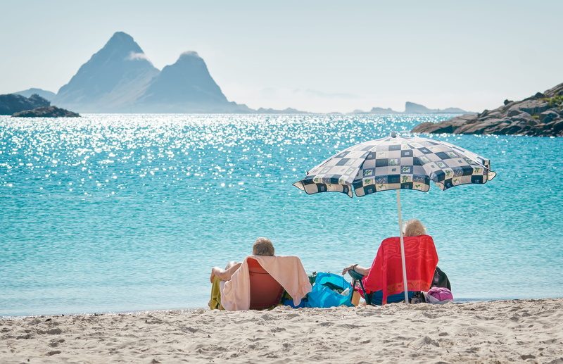 life, relaxation, woman, sea, people, arctic, beach, relax, umbrella, mountain, beds, norway, island, sitting, women, beauty in nature, 2K, nature, rock