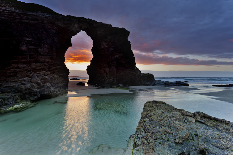 sea, 4K, resort, vacation, Playa de las Catedrales, Ribadeo, Best beaches of 2017, tourism, travel, water, beach, ocean