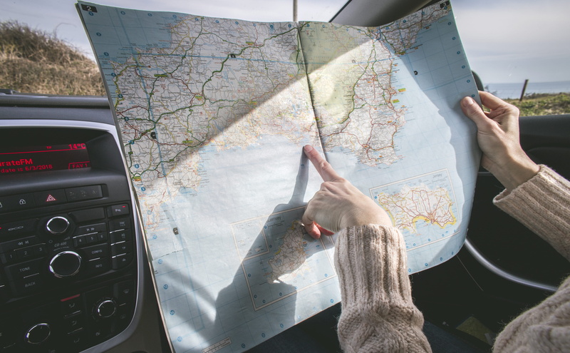 adult, hand, car, lifestyles, human hand, summer, sweater, travelling, holding, paper, 4K, map, one person, sunlight, real people, finger, direction, high angle view
