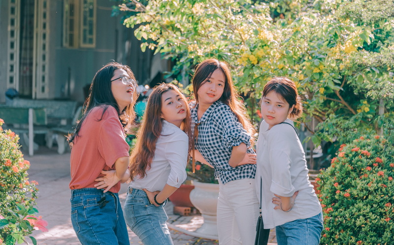 near, love, cute, three quarter length, standing, childhood, trees, positive emotion, summer, smiling, emotion, real people, laughing, 4K, leisure activity