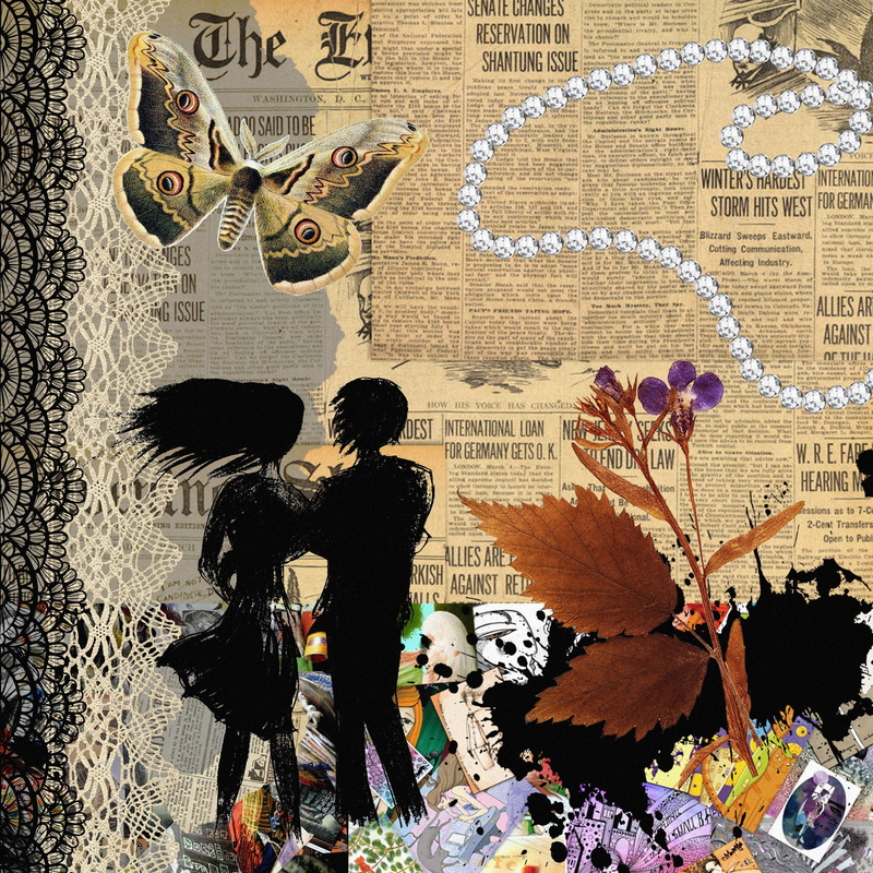 scrapbooking, heart, chaplet, 2K, the application, female likeness, herbarium, text, relationship, lace, white, human representation, men, two people