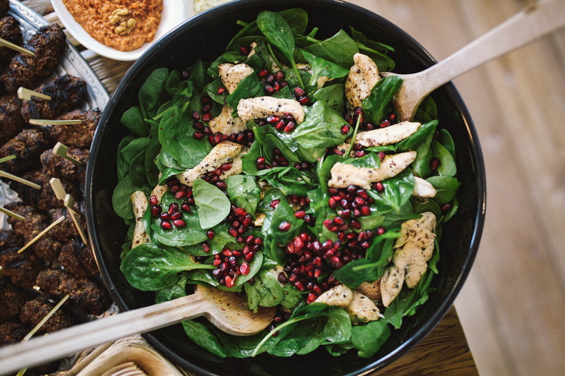 4K, high angle view, ready-to-eat, close-up, directly above, no people, leaf, indoors, rustic, salad, heat - Temperature, hummus, food and drink, Lebanese Food