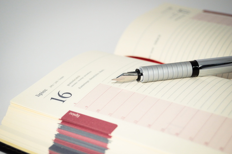 notepad, no people, writing, close-up, calendar, still life, two objects, data, research, fountain pen, gray, notes, 4K, pen, diary, white background
