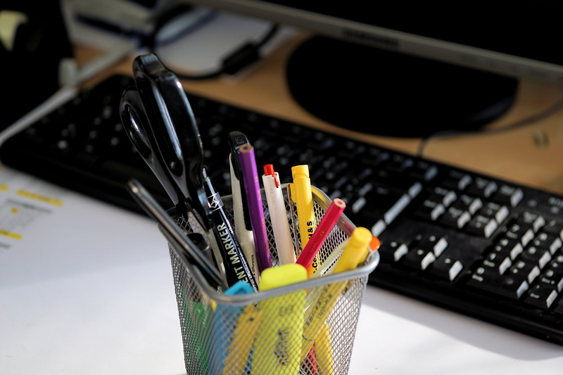 technology, close-up, computer equipment, communication, no people, pens, office, large group of objects, computer, colored, pencil, day, laptop, office accessories