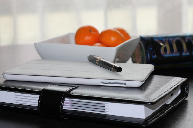 calendar, book, focus on foreground, tablet computer, top, 4K, binder, no people, food, wireless technology, planner, address book, tomato, time, black