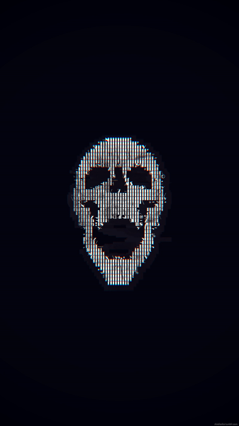 skull, glitch art, abstract, ASCII art, 4K