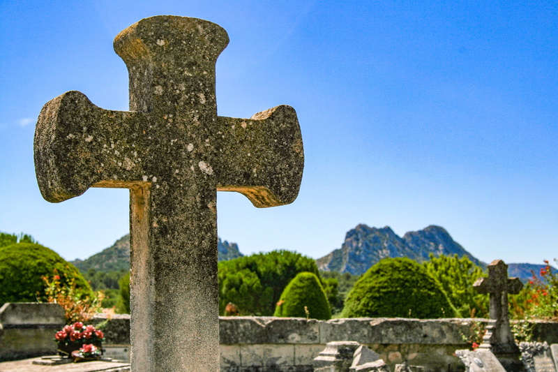 south of france, cemetery, the past, provence, grave, outdoors, plant, france, cross, clear sky, belief, solid, religion, nature, day, history, spirituality