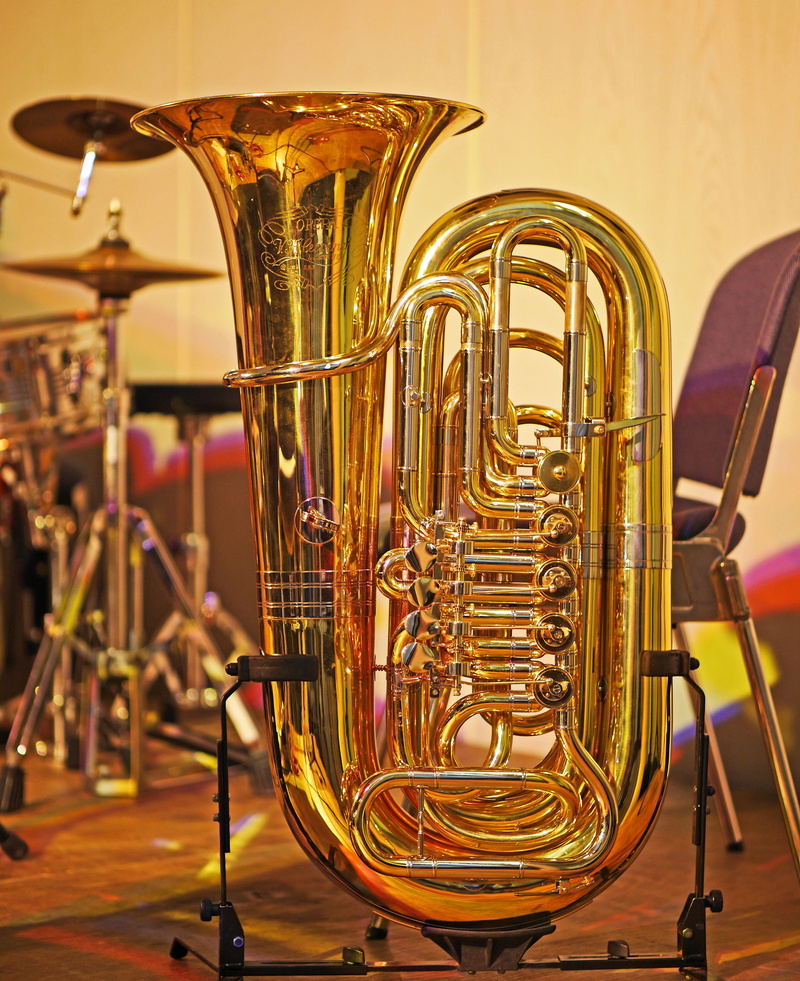 closeup, photo, session, focus on foreground, brass instrument, shiny, brass, arts culture and entertainment, colored, gold colored, table, musical instrument
