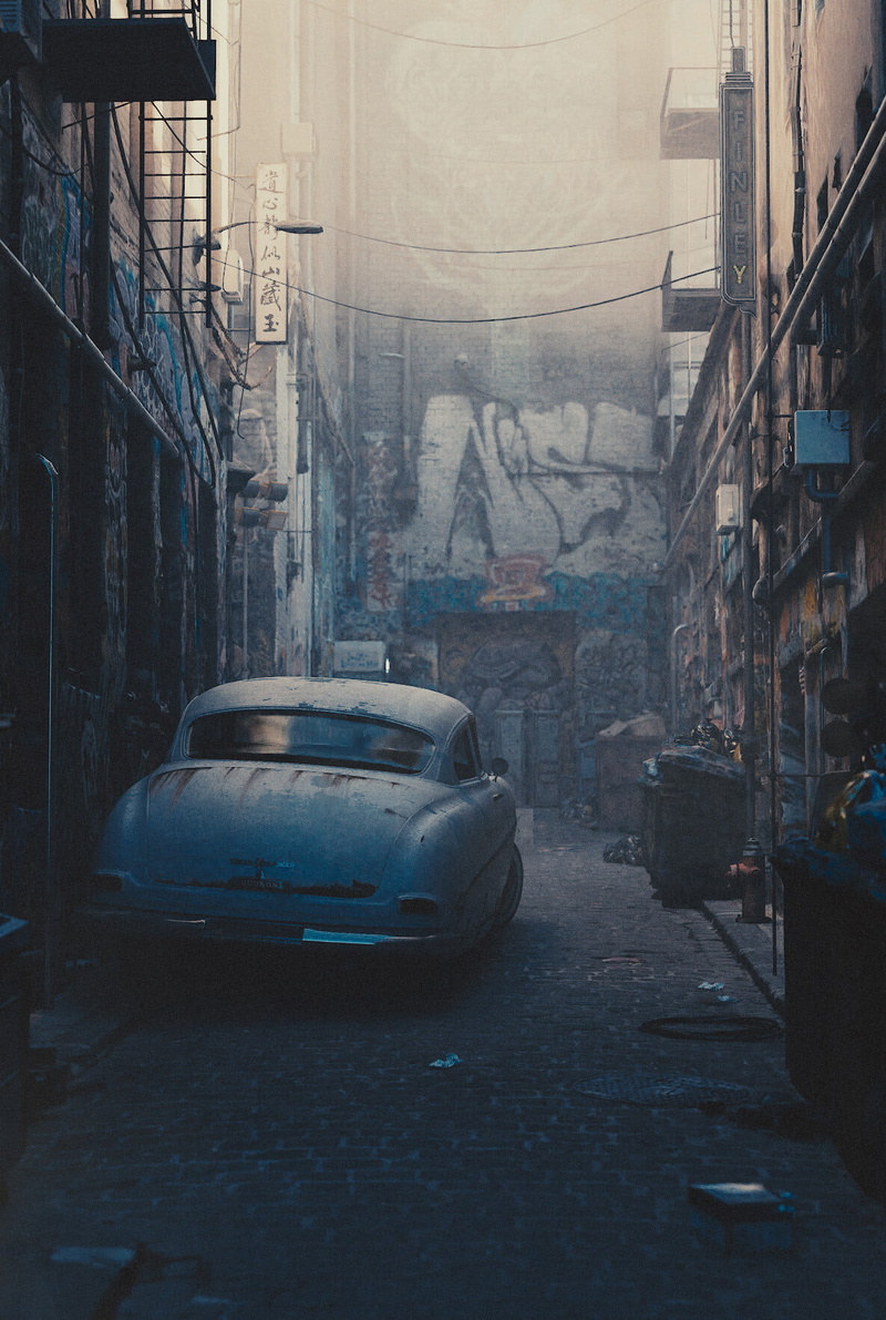 vehicle, 720P, digital art, old, urban, car, street, street art, 1950s, Chicago